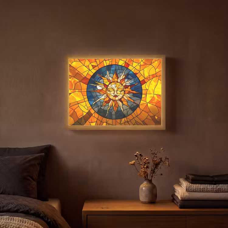 Lightbox - Wandlamp - Mozaïek - Zon - Geel - Cirkel — 3