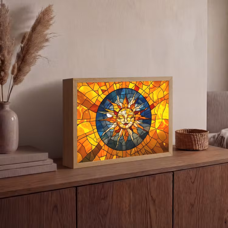 Lightbox - Wandlamp - Mozaïek - Zon - Geel - Cirkel — 4