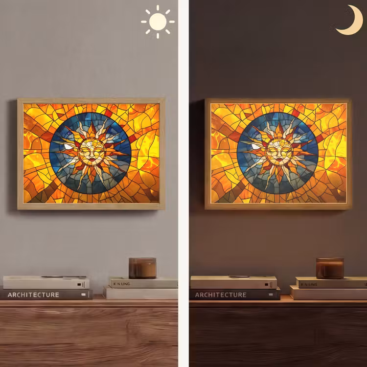 Lightbox - Wandlamp - Mozaïek - Zon - Geel - Cirkel — 6