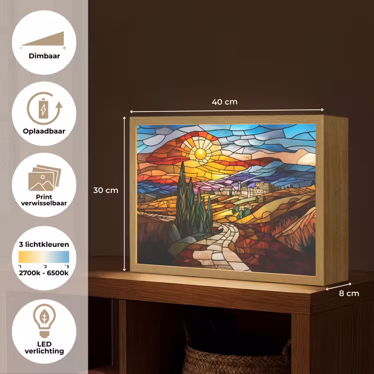 Lightbox - Wandlamp - Mozaïek - Zon - Landschap - Dorp — 10