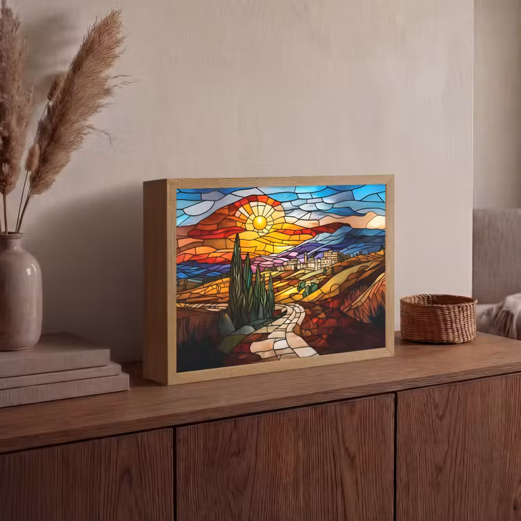 Lightbox - Wandlamp - Mozaïek - Zon - Landschap - Dorp — 4