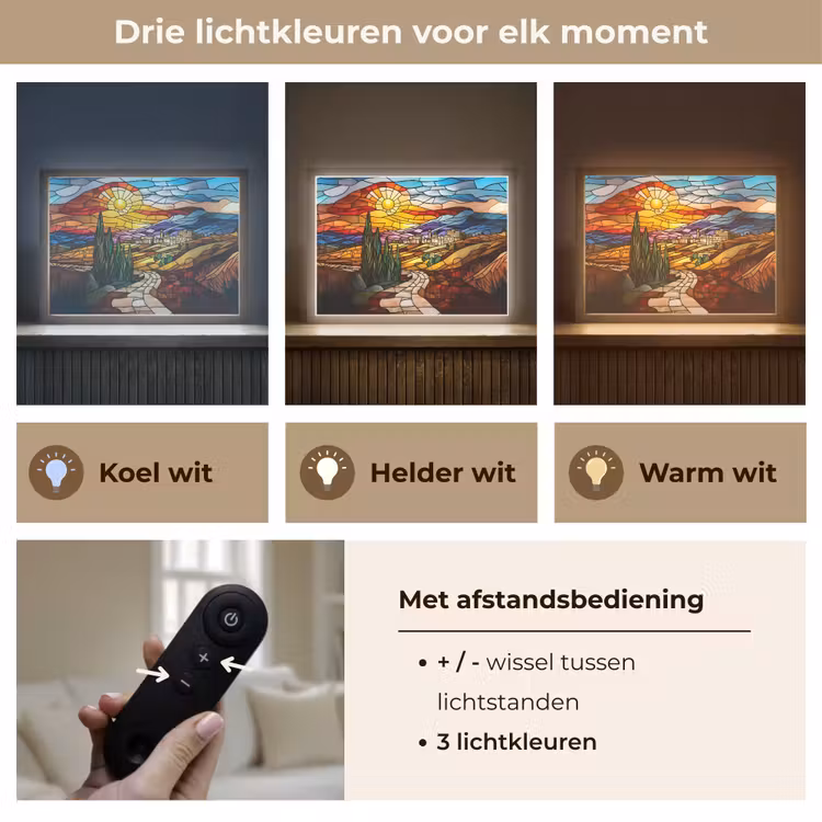 Lightbox - Wandlamp - Mozaïek - Zon - Landschap - Dorp — 8