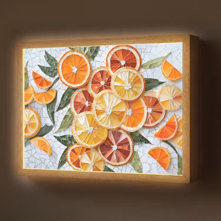 Lightbox - Wandlamp - Schijfjes - Fruit - Oranje - Mozaïek — 1