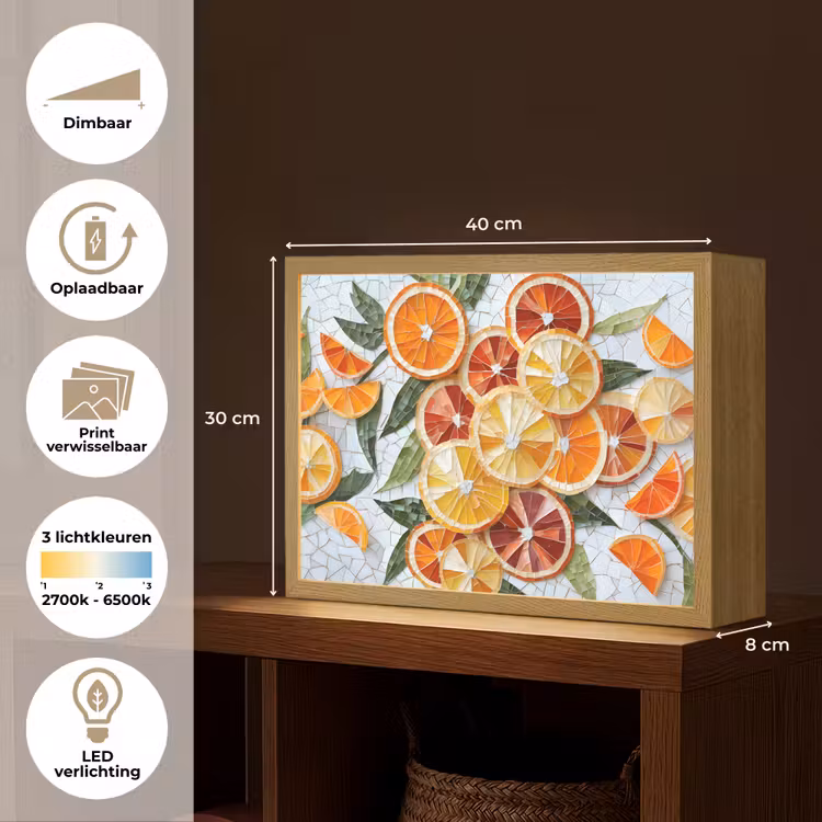 Lightbox - Wandlamp - Schijfjes - Fruit - Oranje - Mozaïek — 10