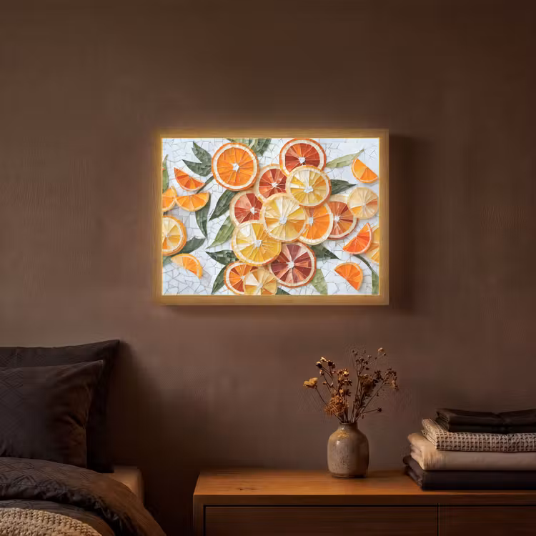 Lightbox - Wandlamp - Schijfjes - Fruit - Oranje - Mozaïek — 3