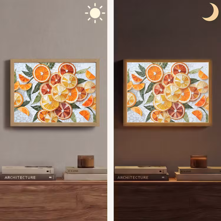 Lightbox - Wandlamp - Schijfjes - Fruit - Oranje - Mozaïek — 6