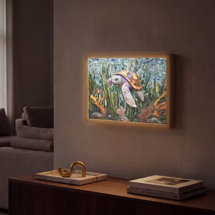 Lightbox - Wandlamp - Schildpad - Zeewier - Mozaïek — 2