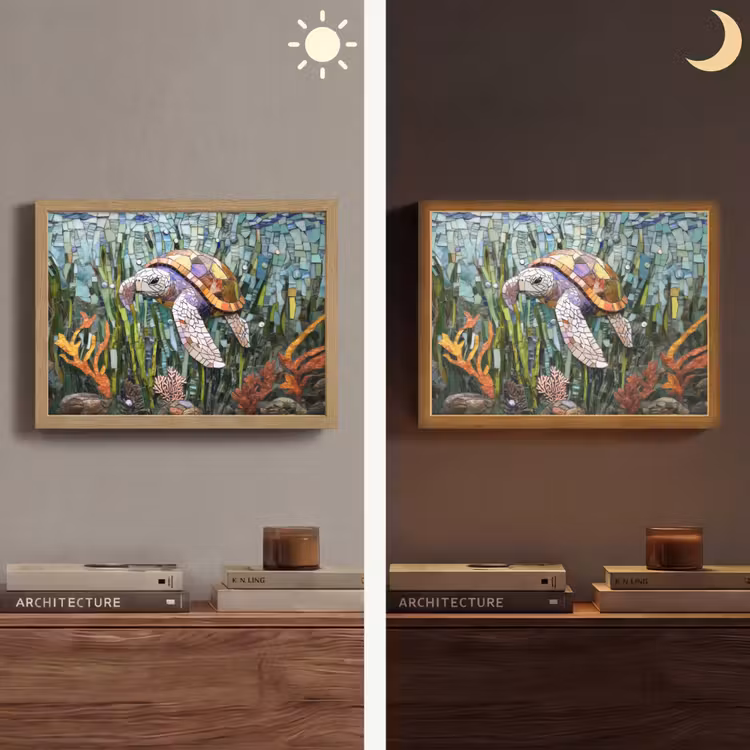 Lightbox - Wandlamp - Schildpad - Zeewier - Mozaïek — 6