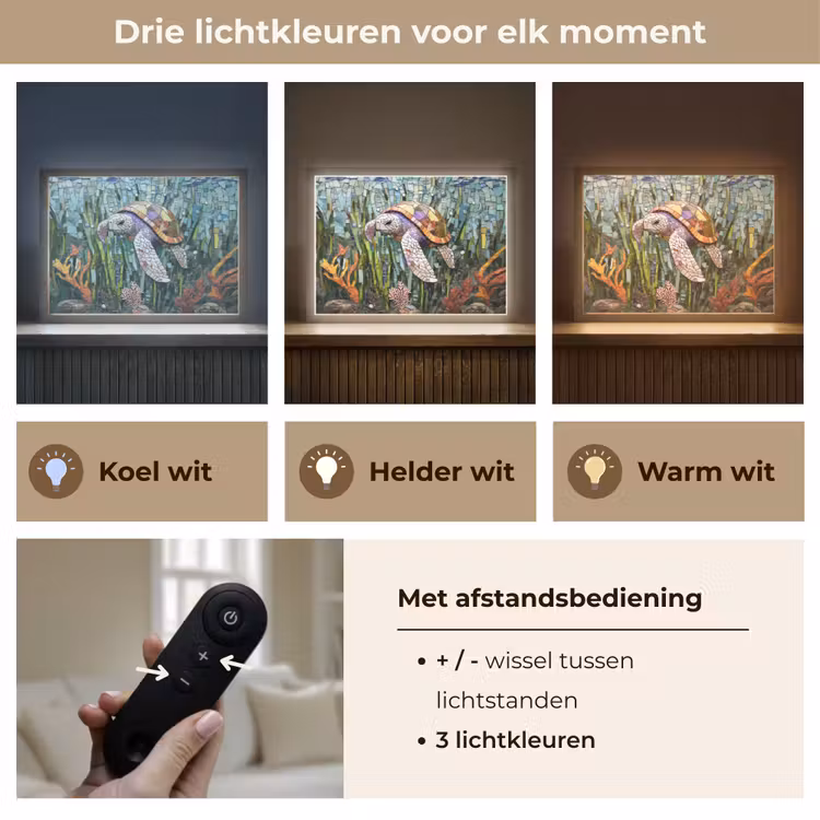 Lightbox - Wandlamp - Schildpad - Zeewier - Mozaïek — 8