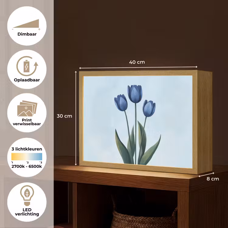 Lightbox - Wandlamp - Tulpen - Blauw - Bladeren — 10