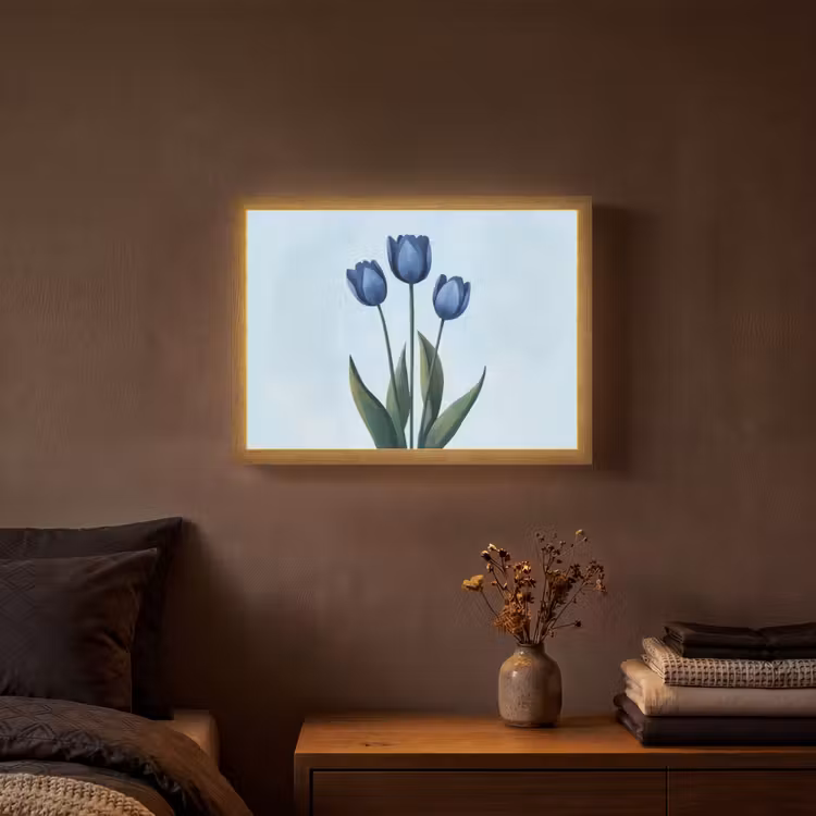 Lightbox - Wandlamp - Tulpen - Blauw - Bladeren — 3