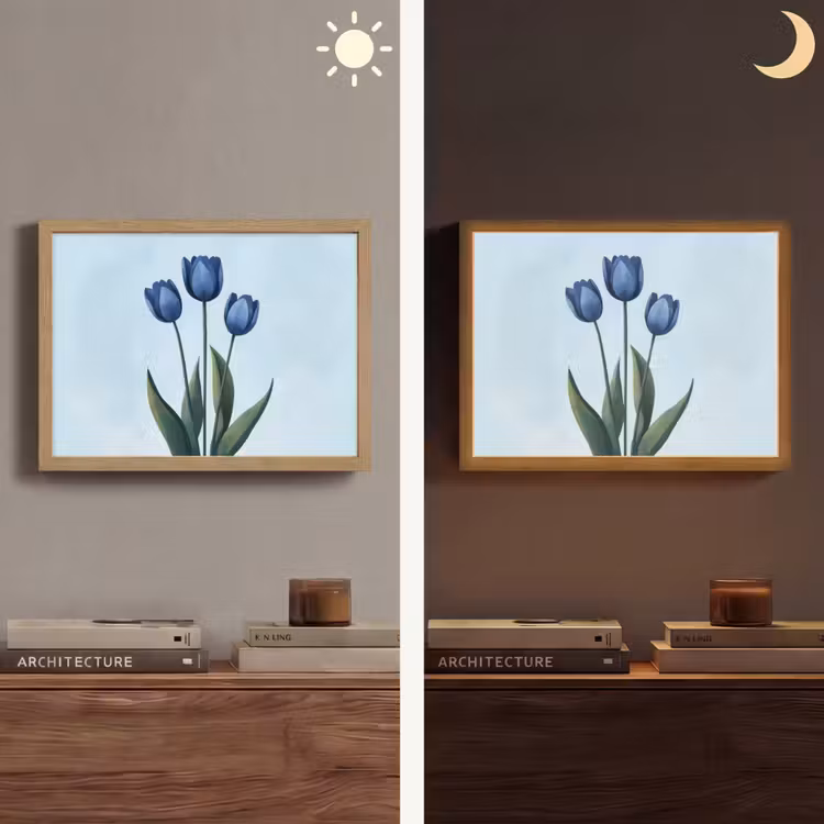 Lightbox - Wandlamp - Tulpen - Blauw - Bladeren — 6