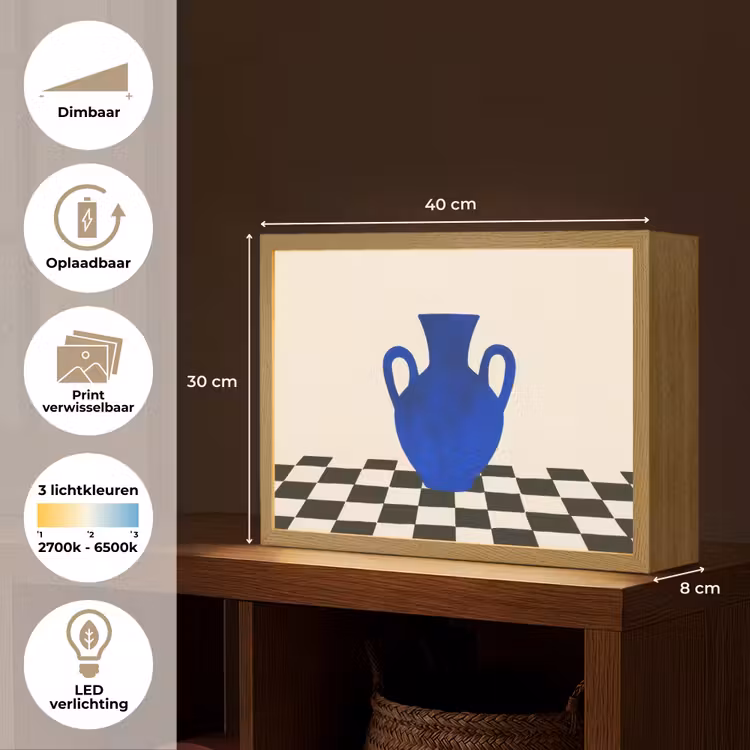 Lightbox - Wandlamp - Vaas - Blauw - Geblokt - Modern — 10
