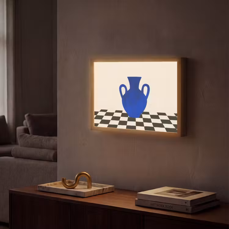 Lightbox - Wandlamp - Vaas - Blauw - Geblokt - Modern — 2