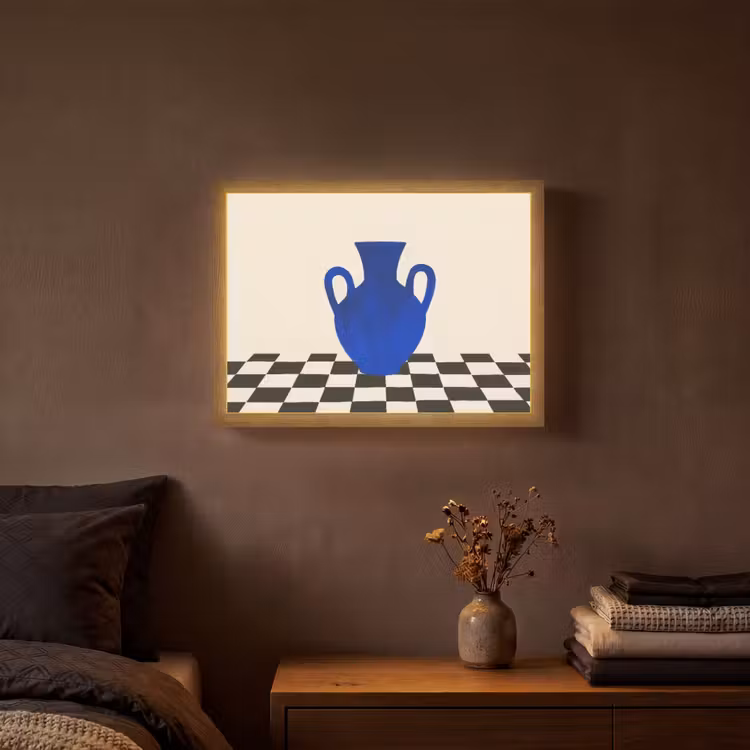 Lightbox - Wandlamp - Vaas - Blauw - Geblokt - Modern — 3