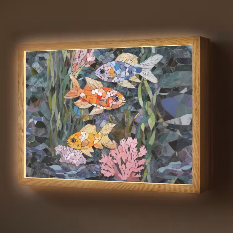 Lightbox - Wandlamp - Vissen - Koraal - Zee - Mozaïek — 1