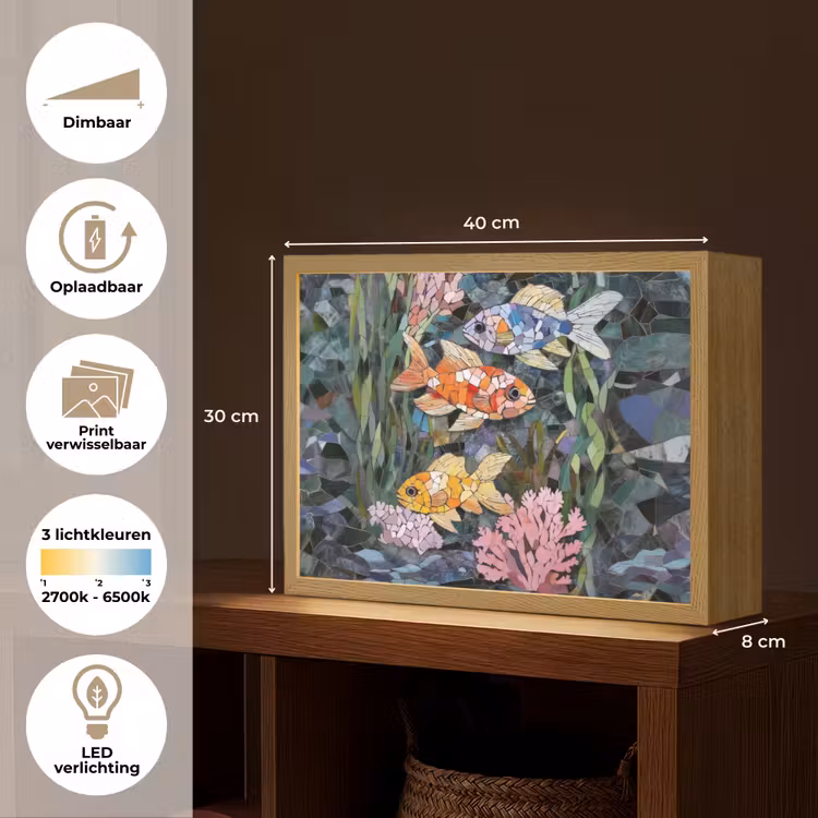 Lightbox - Wandlamp - Vissen - Koraal - Zee - Mozaïek — 10