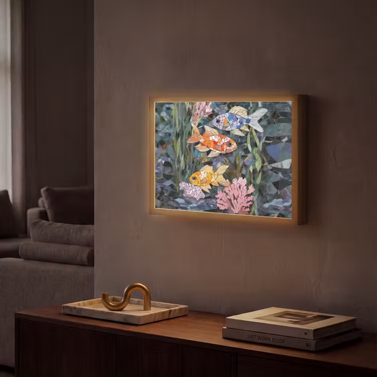 Lightbox - Wandlamp - Vissen - Koraal - Zee - Mozaïek — 2