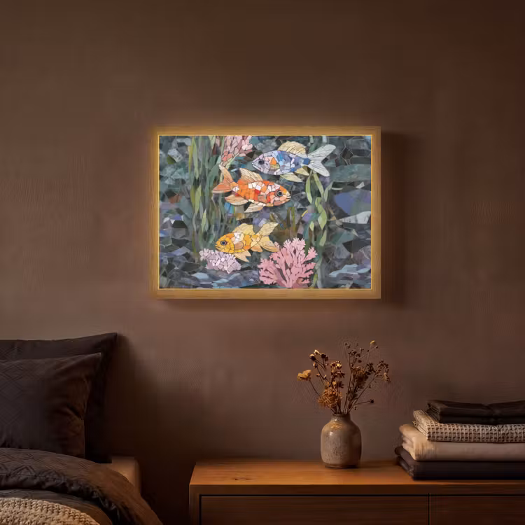 Lightbox - Wandlamp - Vissen - Koraal - Zee - Mozaïek — 3