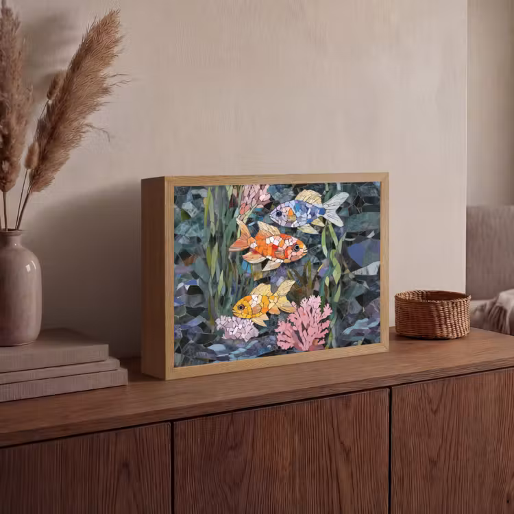 Lightbox - Wandlamp - Vissen - Koraal - Zee - Mozaïek — 4