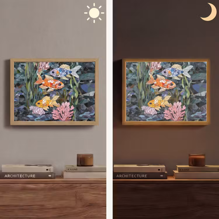 Lightbox - Wandlamp - Vissen - Koraal - Zee - Mozaïek — 6