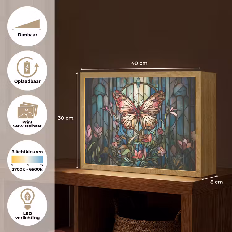 Lightbox - Wandlamp - Vlinder - Roze - Bloemen - Bladeren — 10