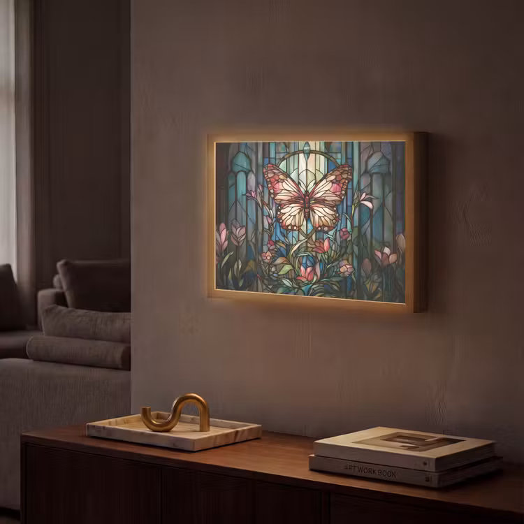 Lightbox - Wandlamp - Vlinder - Roze - Bloemen - Bladeren — 2