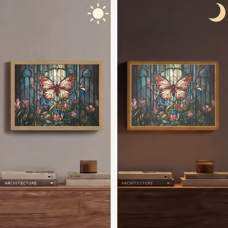 Lightbox - Wandlamp - Vlinder - Roze - Bloemen - Bladeren — 6