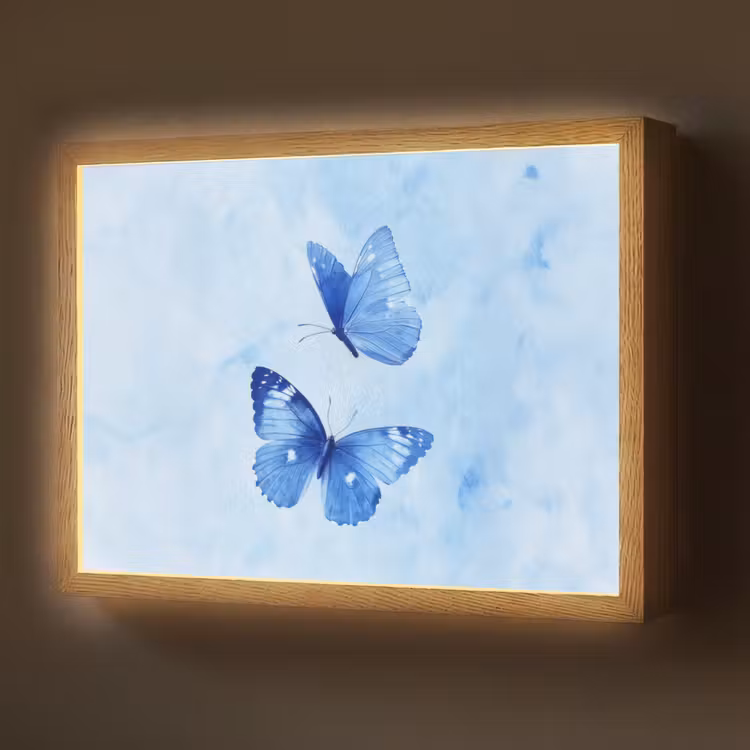 Lightbox - Wandlamp - Vlinders - Sierlijk - Blauw — 1