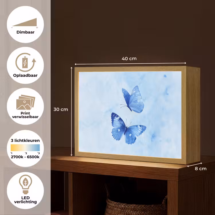 Lightbox - Wandlamp - Vlinders - Sierlijk - Blauw — 10