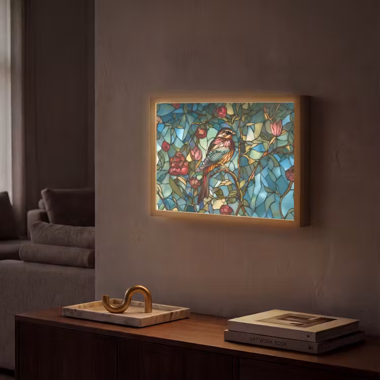 Lightbox - Wandlamp - Vogel - Tak - Rozen - Mozaïek — 2