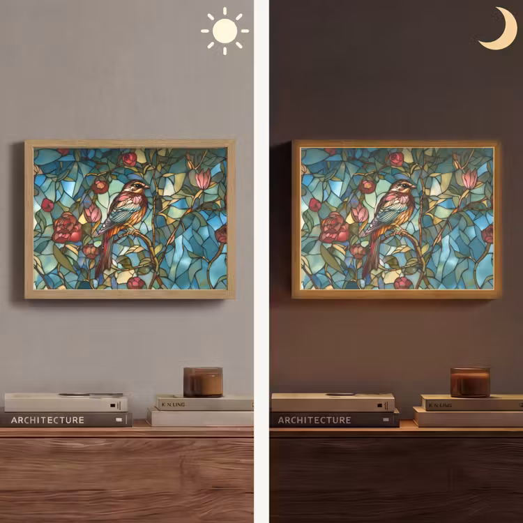 Lightbox - Wandlamp - Vogel - Tak - Rozen - Mozaïek — 6