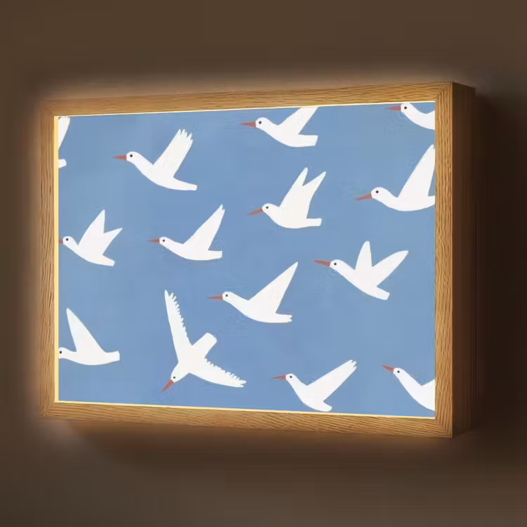 Lightbox - Wandlamp - Vogels - Wit - Patroon — 1