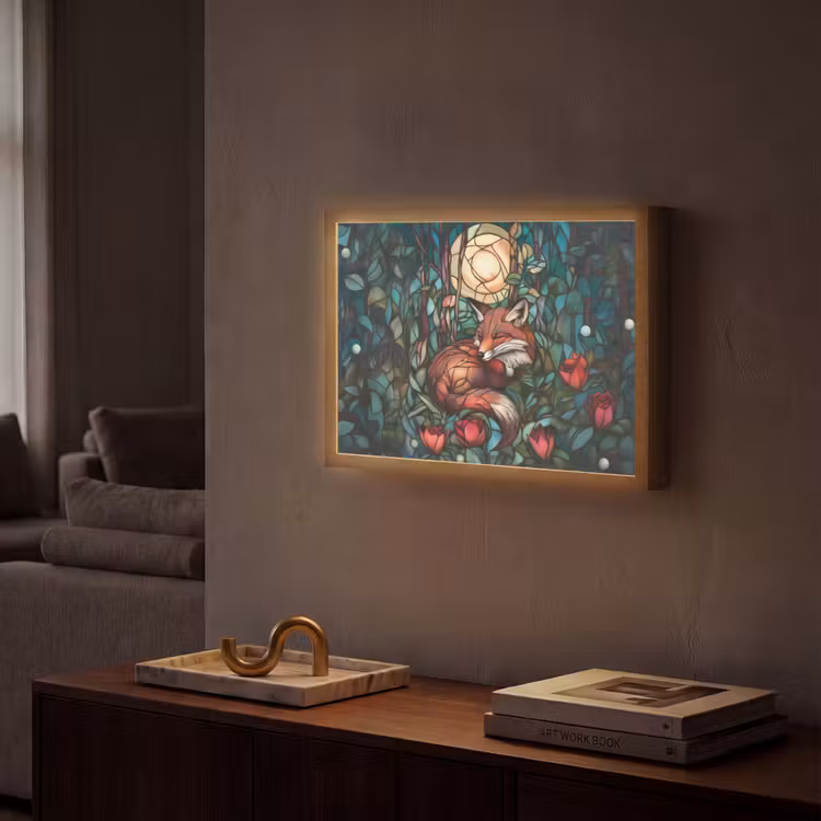 Lightbox - Wandlamp - Vos - Mozaïek - Bos - Maan — 2