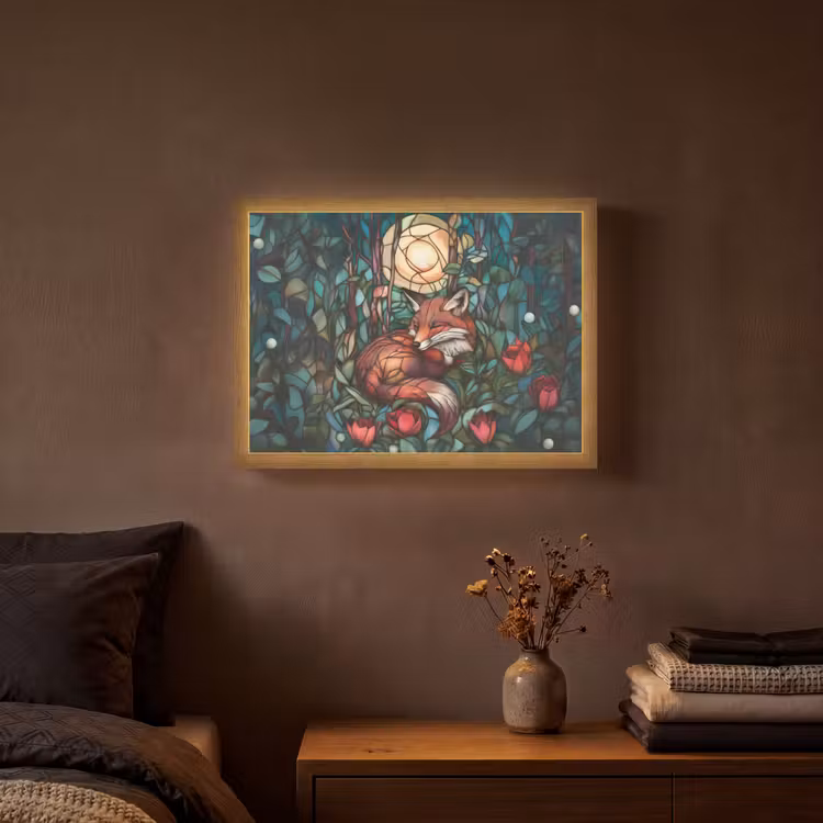 Lightbox - Wandlamp - Vos - Mozaïek - Bos - Maan — 3