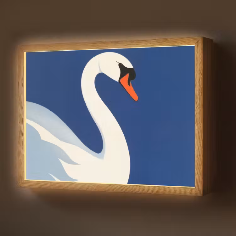 Lightbox - Wandlamp - Zwaan - Wit - Snavel - Illustratie — 1
