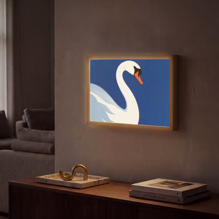 Lightbox - Wandlamp - Zwaan - Wit - Snavel - Illustratie — 2