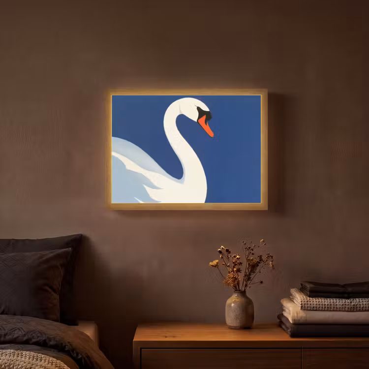 Lightbox - Wandlamp - Zwaan - Wit - Snavel - Illustratie — 3