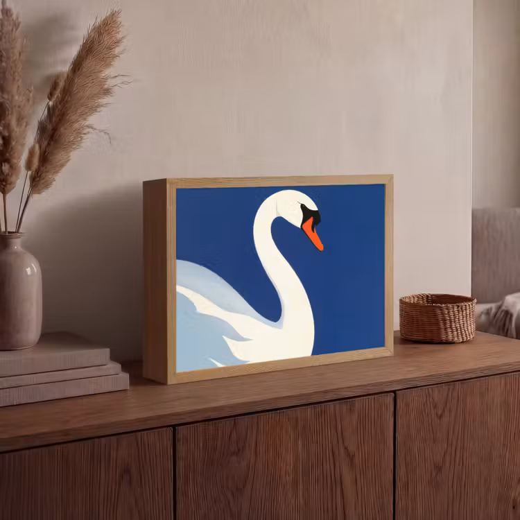 Lightbox - Wandlamp - Zwaan - Wit - Snavel - Illustratie — 4