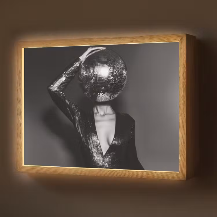 Lightbox - Wandlamp - Discobal - Gezicht - Glamour - Zwart — 1