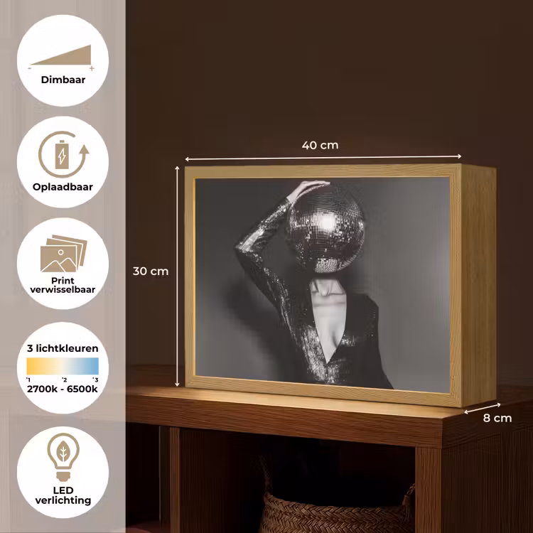 Lightbox - Wandlamp - Discobal - Gezicht - Glamour - Zwart — 10