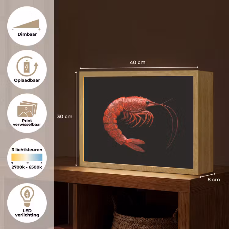 Lightbox - Wandlamp - Garnaal - Rood - Dieren — 10