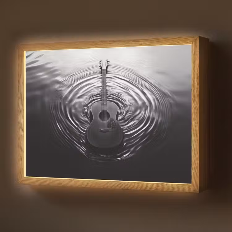 Lightbox - Wandlamp - Gitaar - Hout - Water — 1
