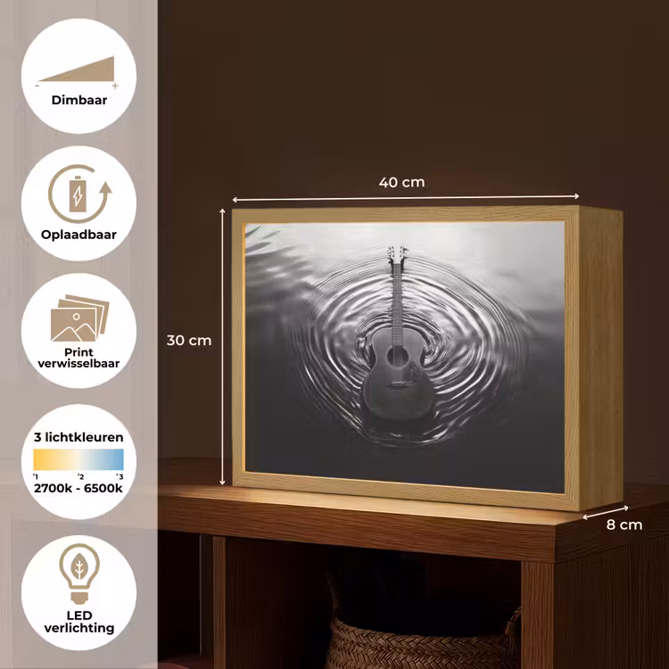 Lightbox - Wandlamp - Gitaar - Hout - Water — 10