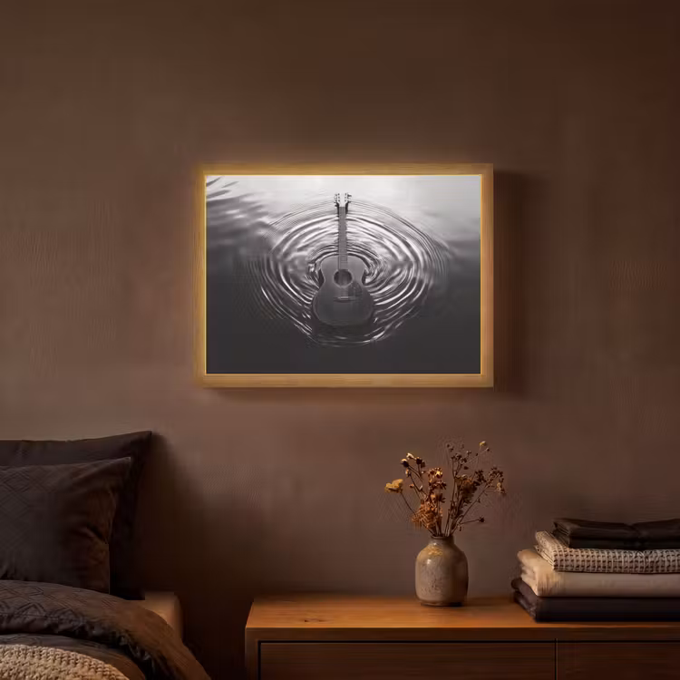 Lightbox - Wandlamp - Gitaar - Hout - Water — 3