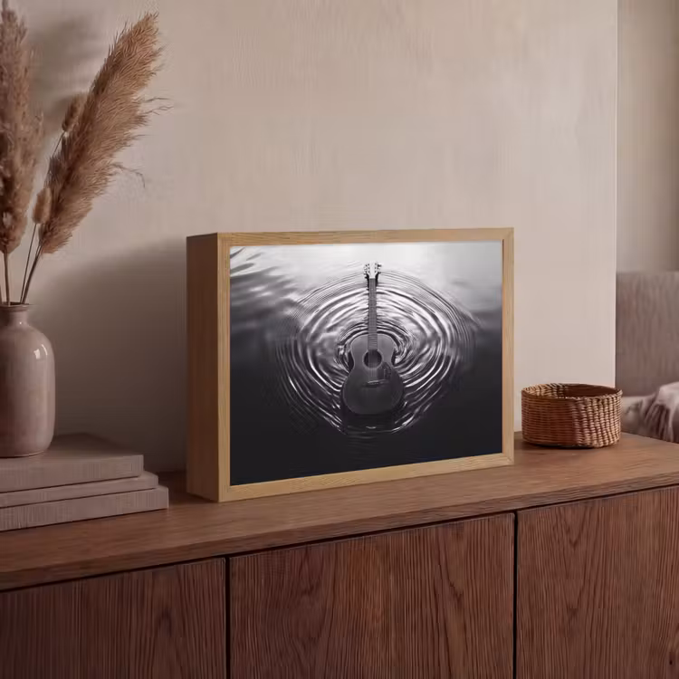 Lightbox - Wandlamp - Gitaar - Hout - Water — 4