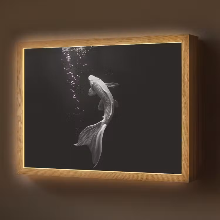 Lightbox - Wandlamp - Koi - Vis - Wit - Zwart — 1
