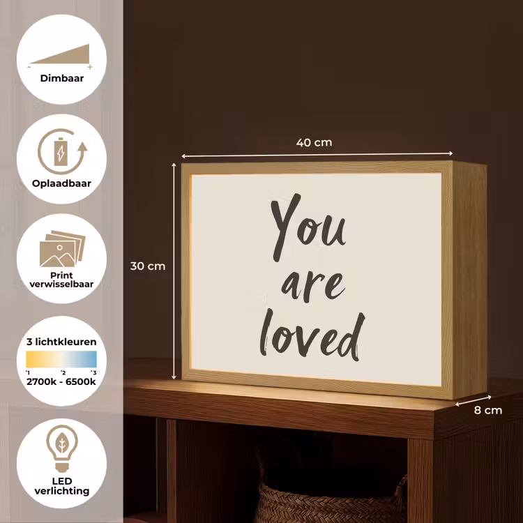 Lightbox - Wandlamp - Minimalistisch - Beige - Love — 10