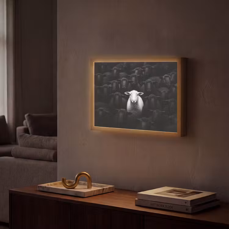Lightbox - Wandlamp - Schapen - Wit - Duisternis — 2