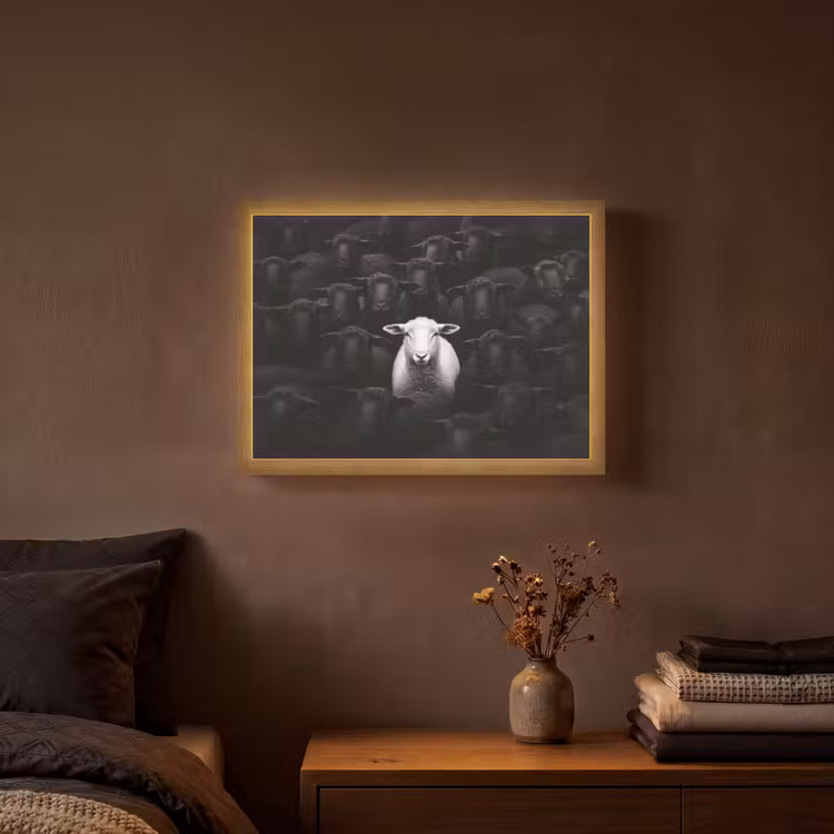 Lightbox - Wandlamp - Schapen - Wit - Duisternis — 3